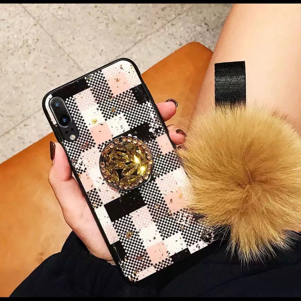 iPhone 7/8 plus phone case XR XS Max Peach Plaid